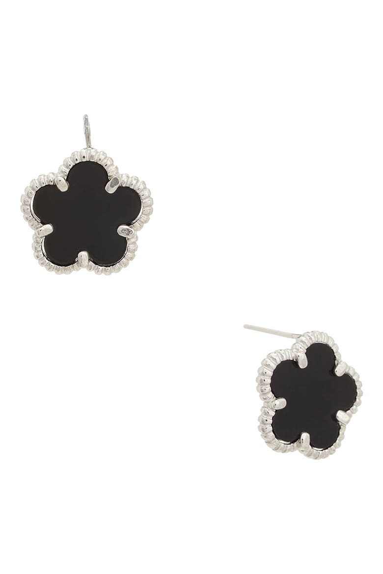 Onyx Stud Earrings, Main, color, SILVER