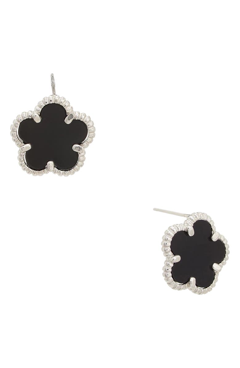 Juvell Onyx Stud Earrings, Main, color, Silver