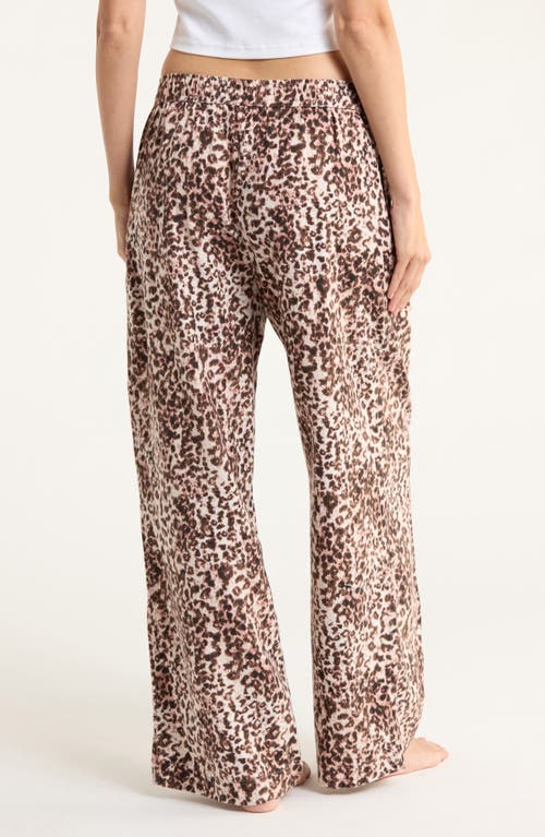 Open Edit Print Flannel Boxer Pajama Pants In Brown