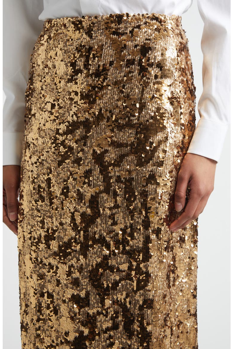 Stevie Stretch Sequin Midi Skirt, Alternate, color, COPPER
