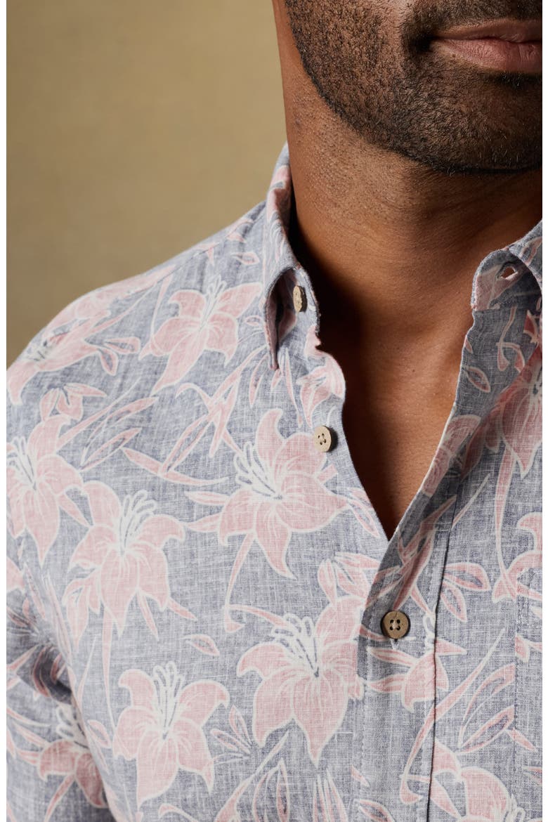 Breeze Short Sleeve Button-Down Shirt, Alternate, color, NAVY RED LOTUS