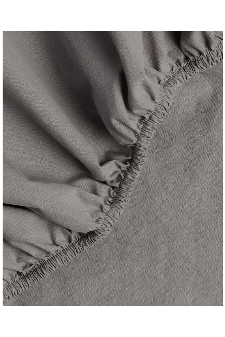 Percale Egyptian Cotton Fitted Sheet, Alternate, color, PEBBLE