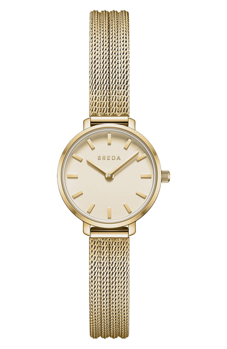 BREDA Beverly Mesh Strap Watch, 25mm, Main, color, Gold