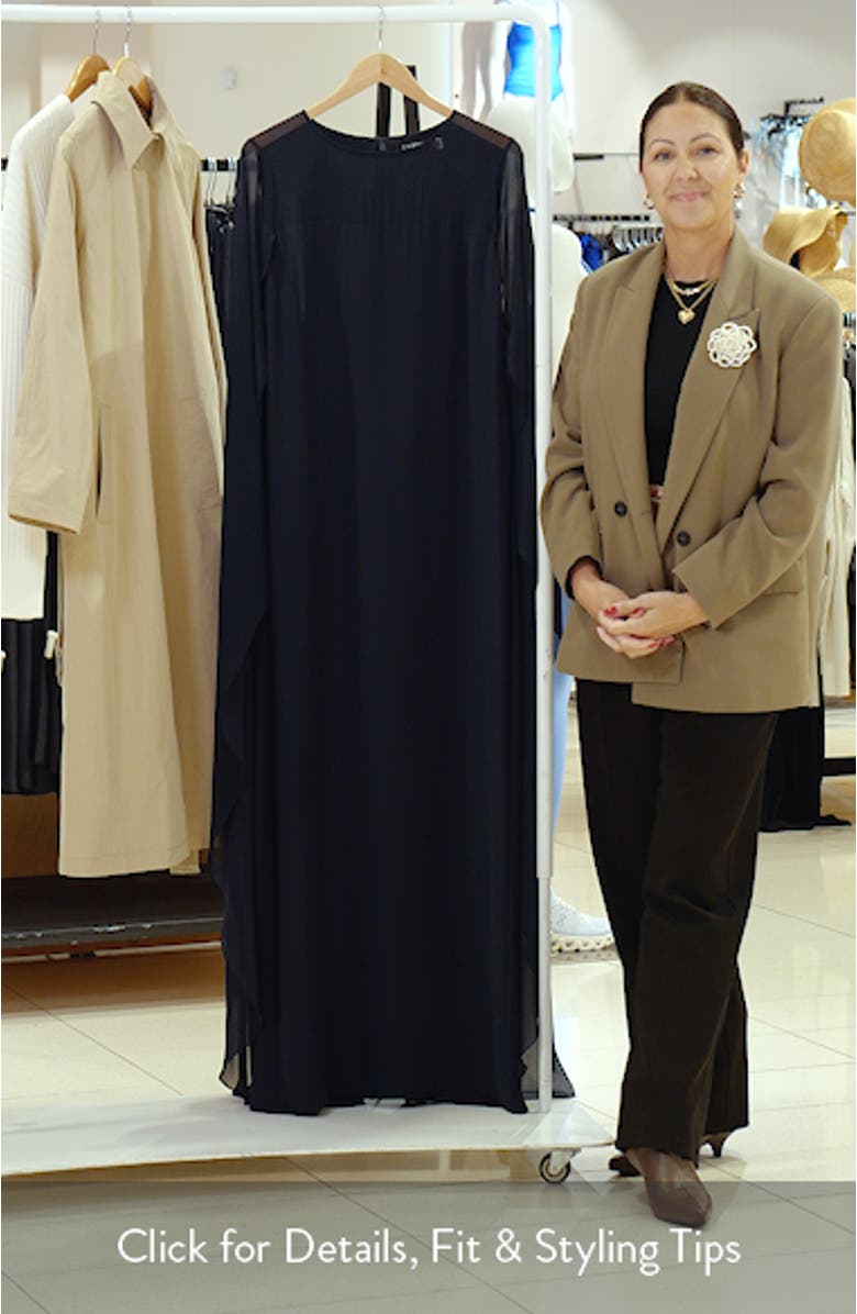 Cape Detail Triple Georgette Gown, sales video thumbnail