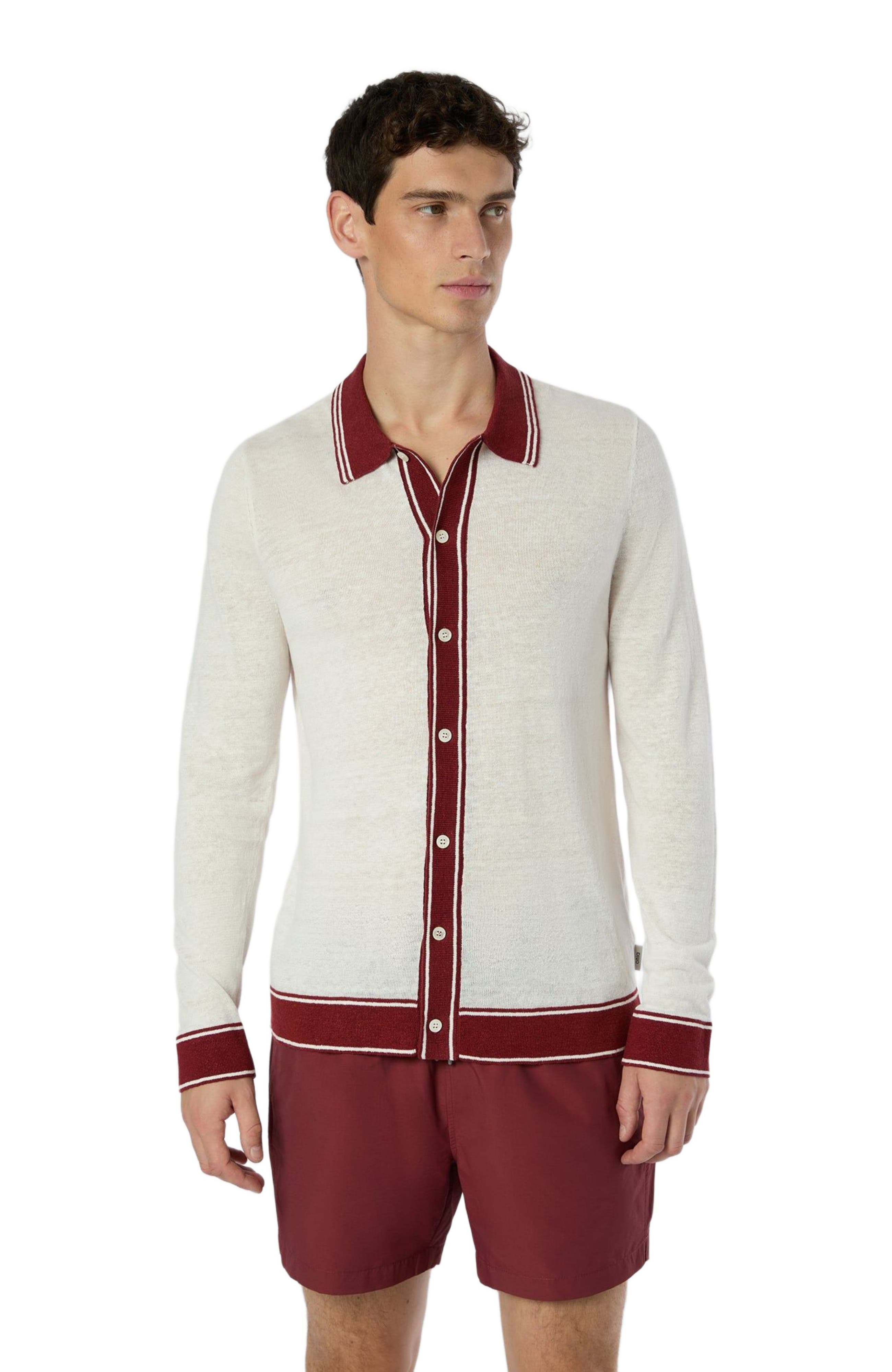 Linen Long Sleeve Sweater Polo - image 4