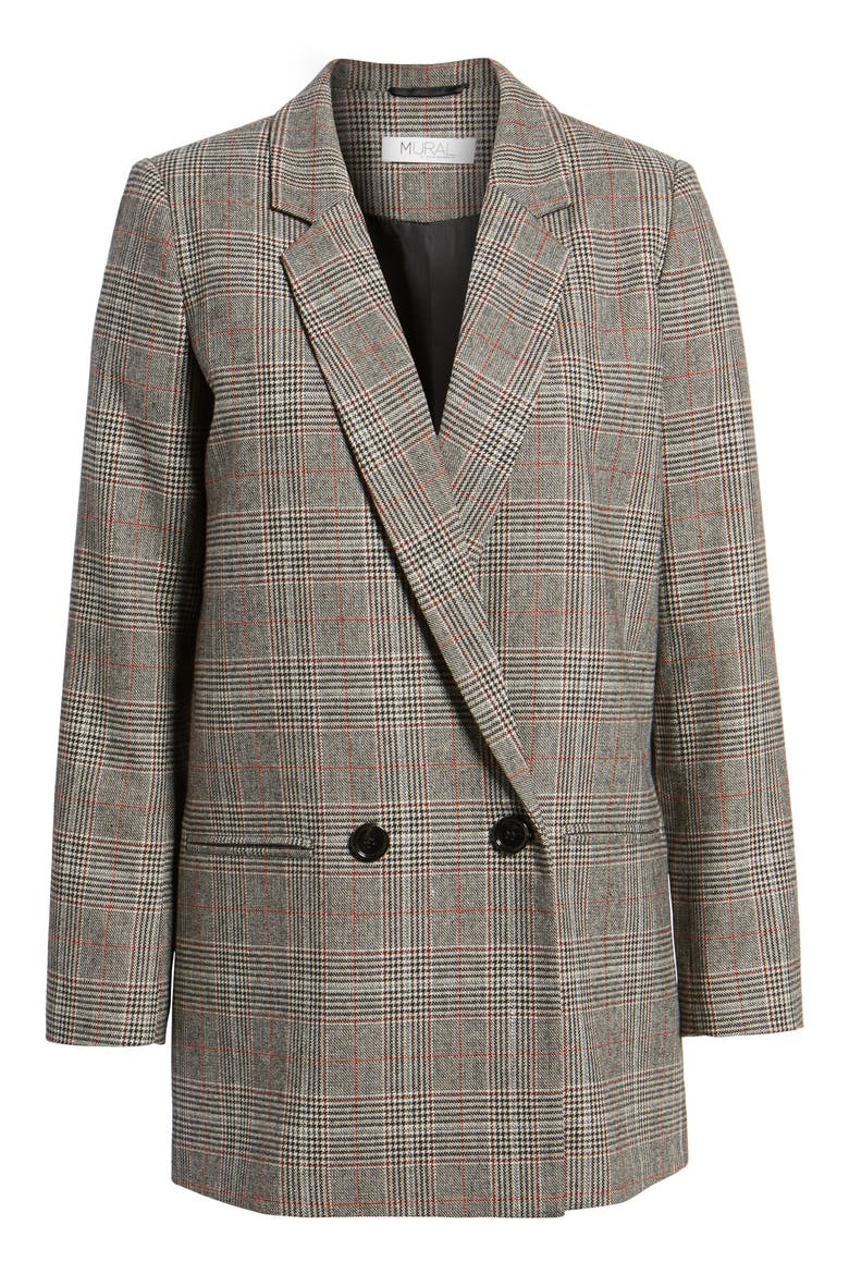 Oversize Plaid Blazer, Alternate, color, B BROWN PLAID