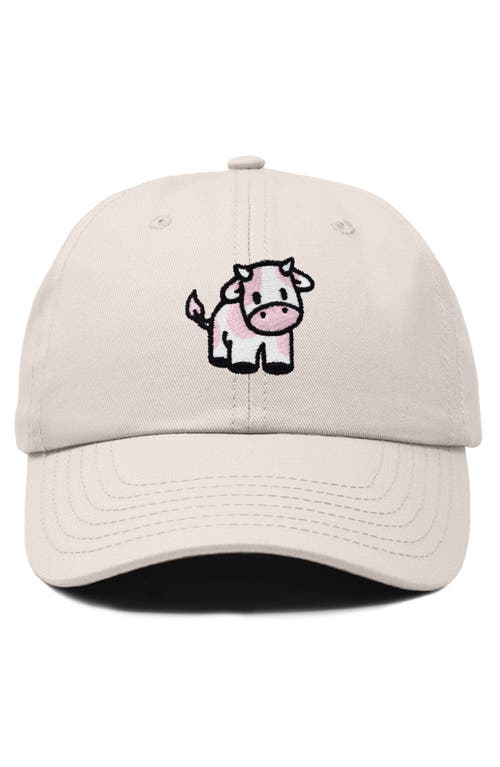Dalix Strawberry Cow Embroidered Cap In Beige