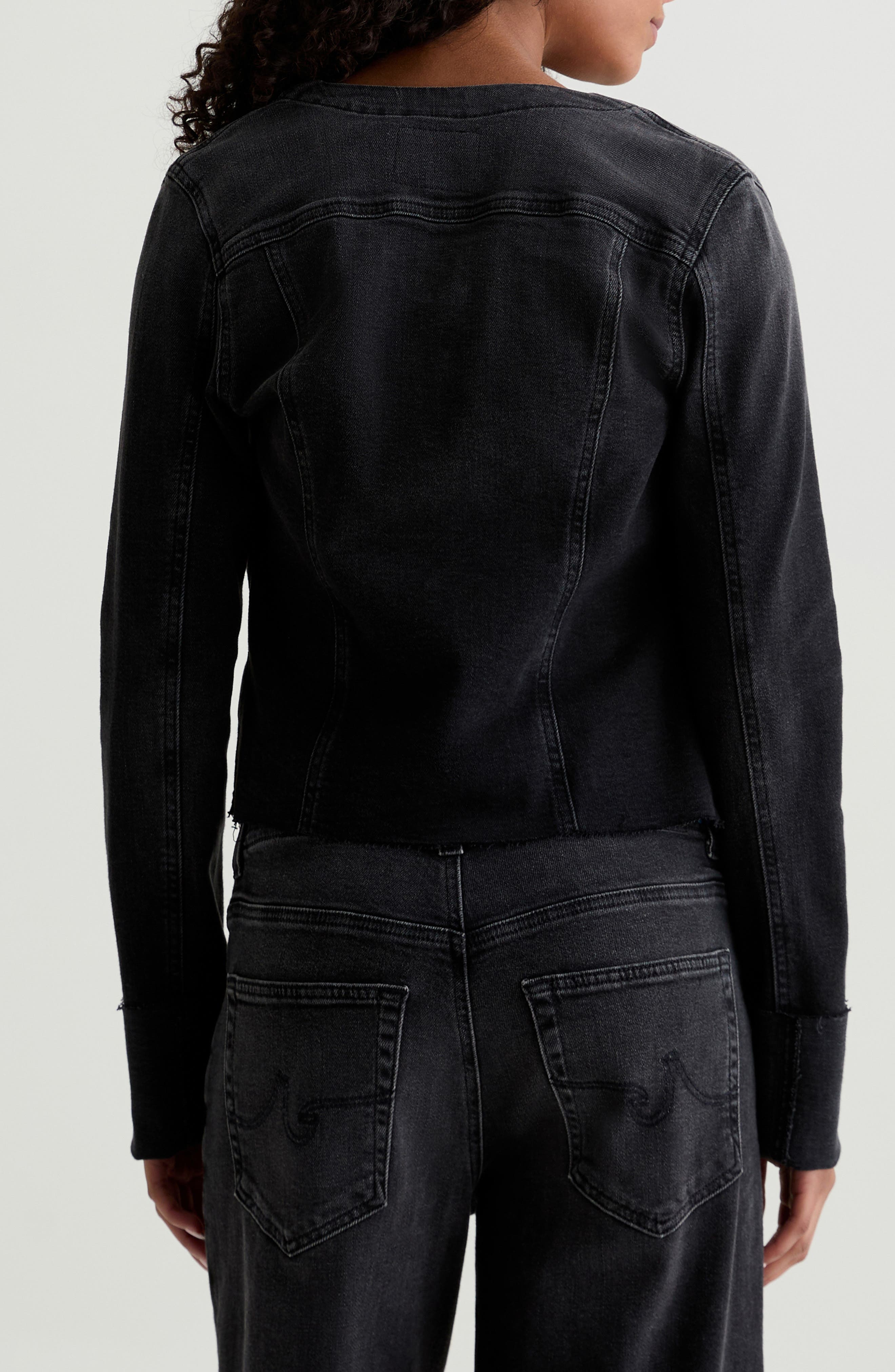 Robyn Raw Hem Fitted Denim Crop Jacket - image 2