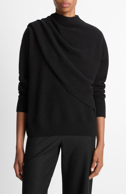 Vince Wool-cashmere Draped Sweater In Black