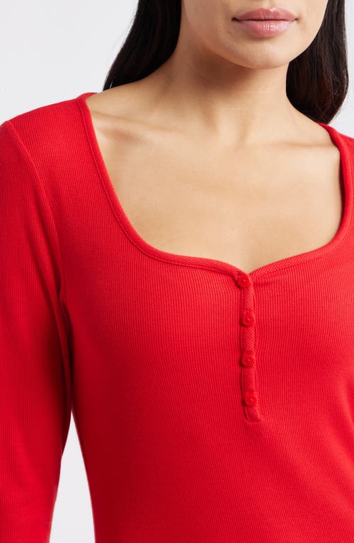 Open Edit Daydream Rib Henley Sleepshirt In Red