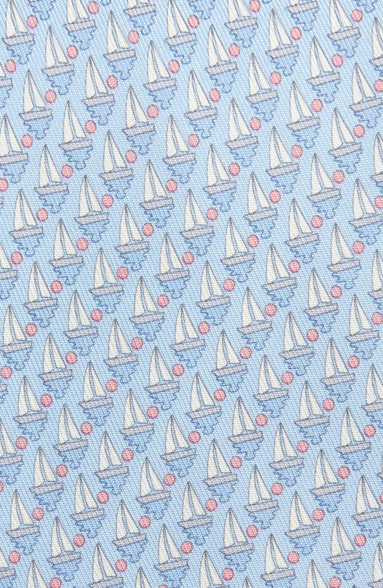FERRAGAMO Alba Sailboat Print Silk Tie, Alternate, color, Celeste