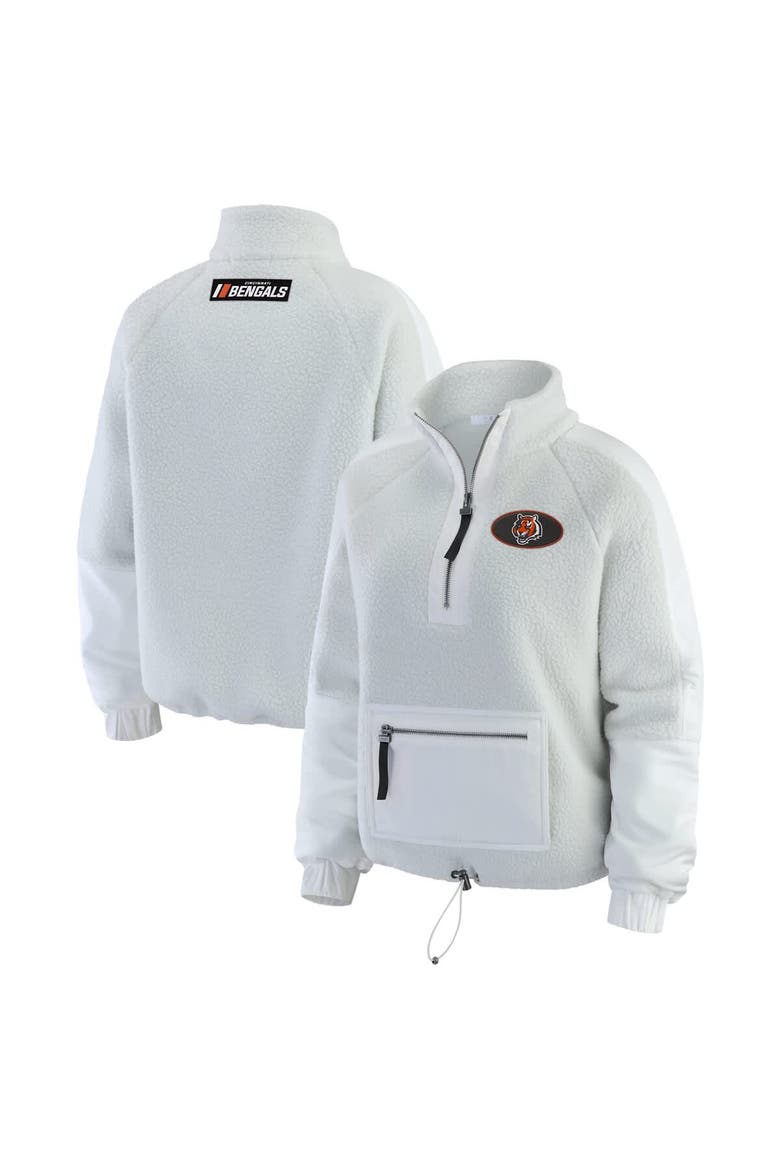 Women's WEAR by Erin Andrews White Cincinnati Bengals Polar Fleece Half-Zip Jacket, Main, color, White