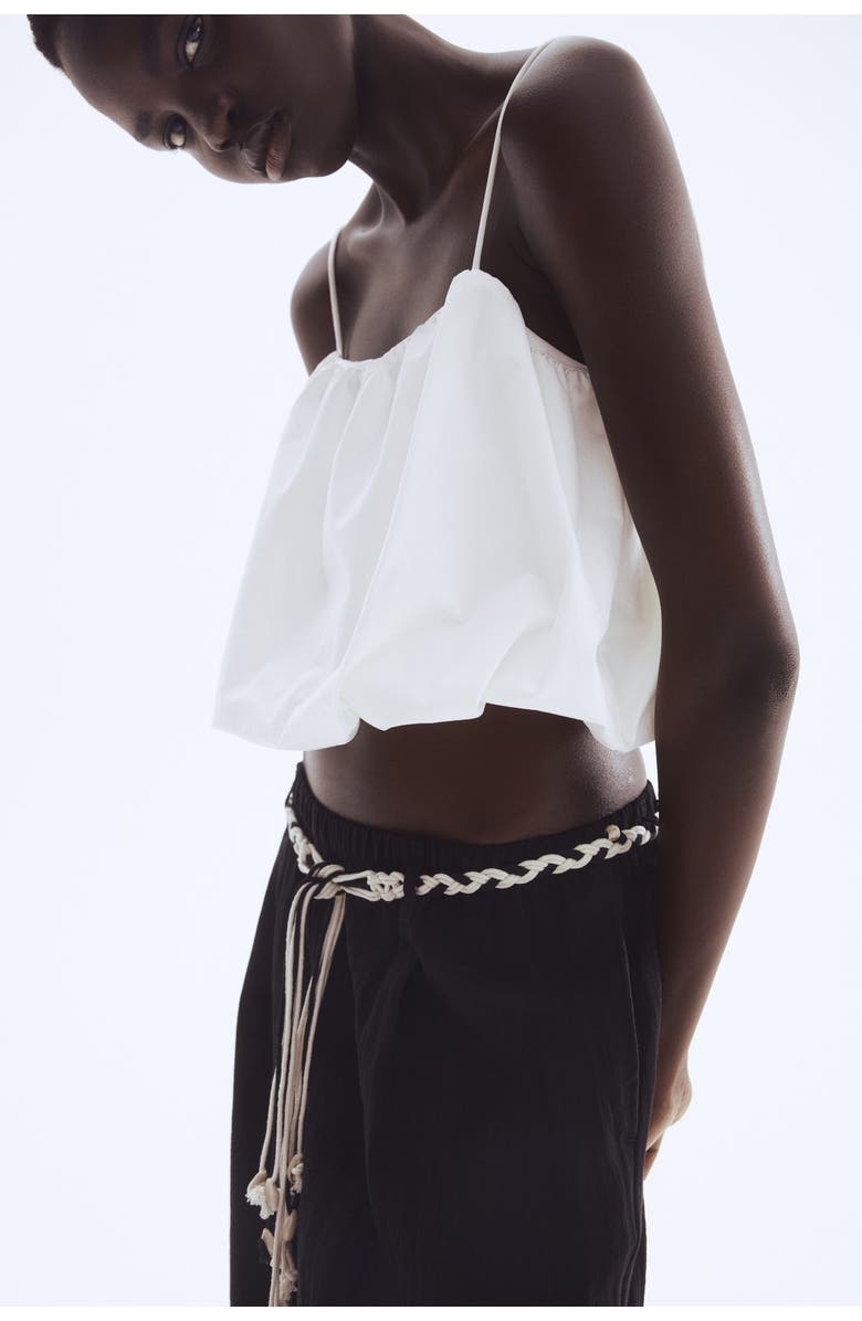 H&M Macramé-belt Trousers, Alternate, color, Black