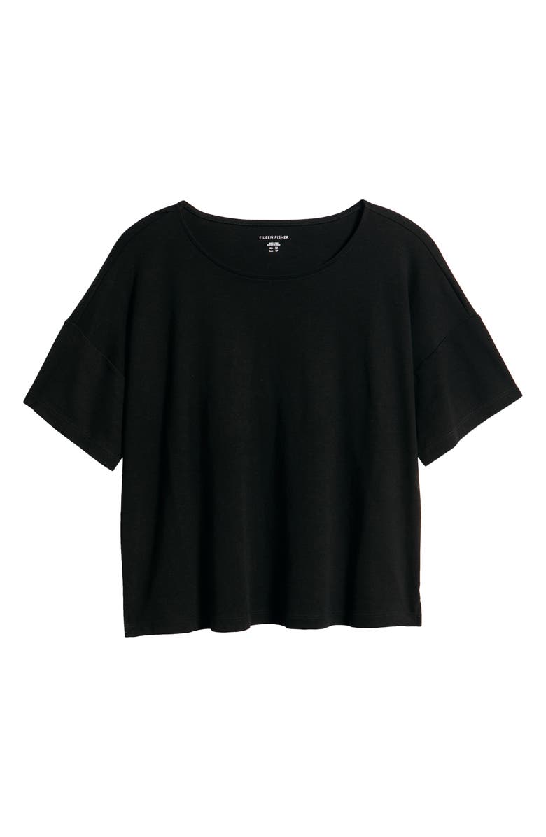 Eileen Fisher Boxy Organic Cotton T-Shirt, Alternate, color, Black