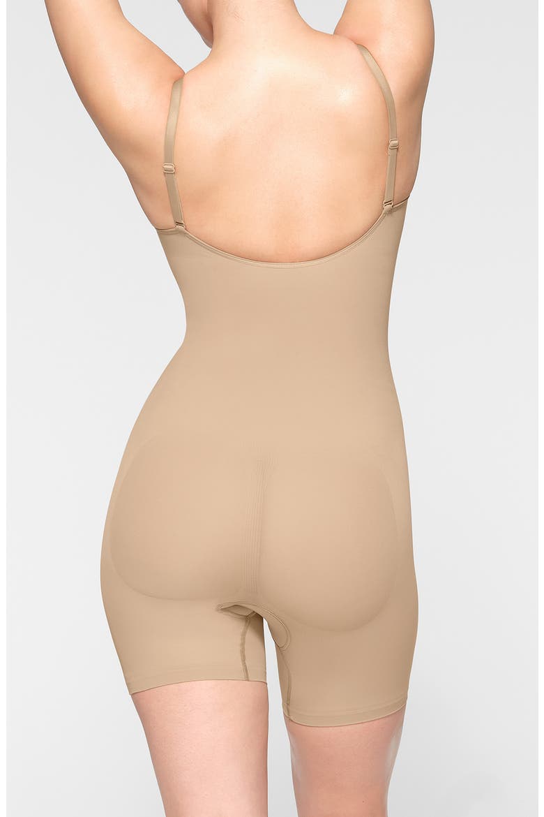 Seamless Sculpt Mid Thigh Bodysuit, Alternate, color, CLAY