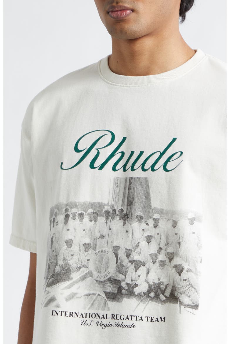 Virgin Islands Script Logo Graphic T-Shirt, Alternate, color, VINTAGE WHITE/ BLACK/ GREEN