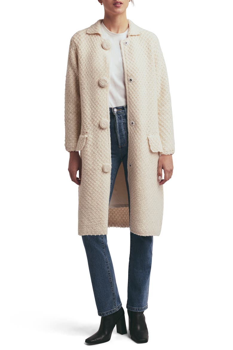 The Crochet Wool Blend Coat, Main, color, IVORY