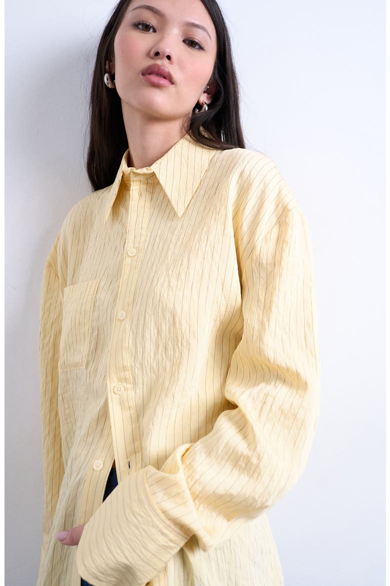 Asymmetric Placket Button-Up Shirt, Alternate, color, YELLOW
