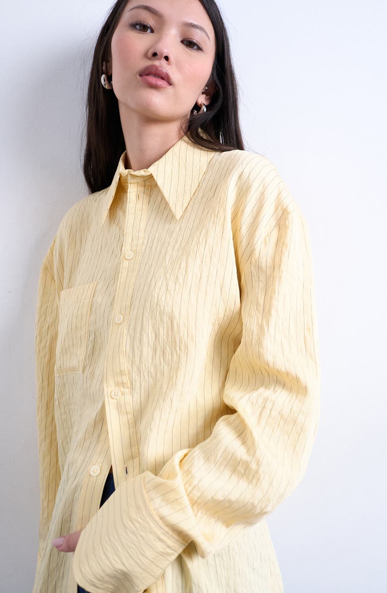 Topshop Asymmetric Placket Button-Up Shirt, Alternate, color, Yellow