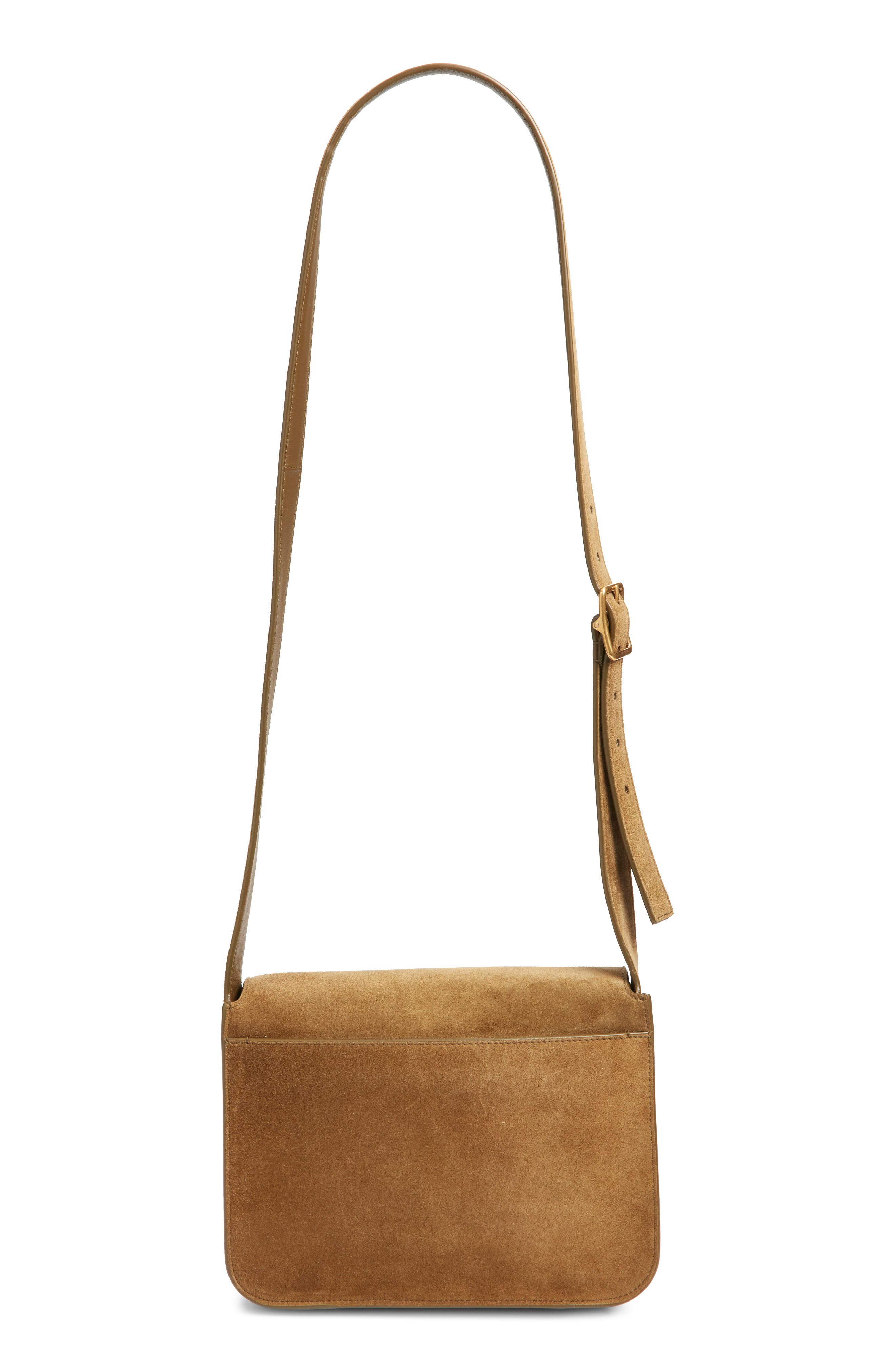 Saint Laurent Niki Suede Crossbody Bag, Alternate, color, Barley Green