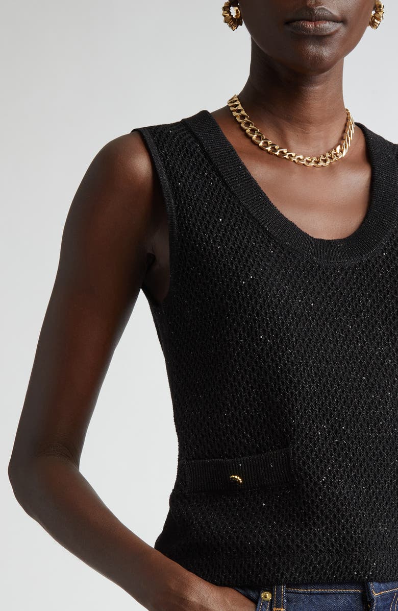 ST. JOHN Micro Sequin Sweater Tank, Alternate, color, 