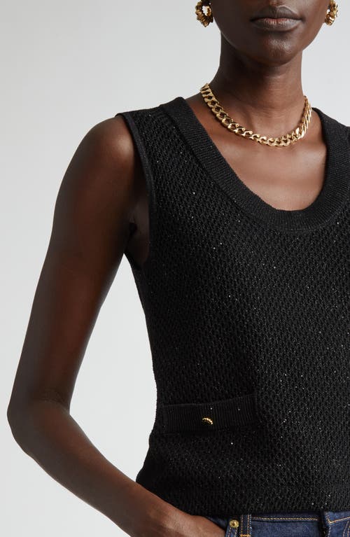 St John St. John Collection Micro Sequin Sweater Tank In Black