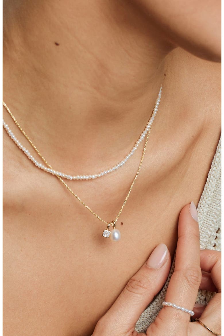 Pearl Strand Choker Necklace, Alternate, color, Gold Vermeil