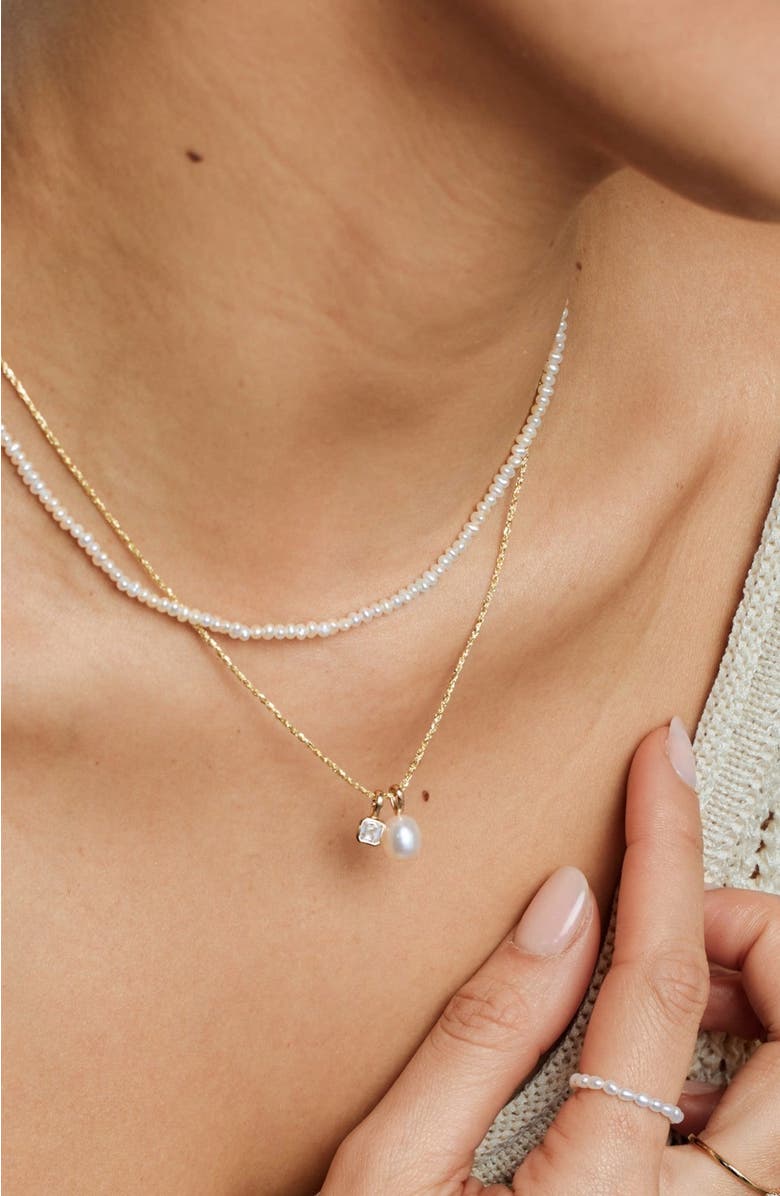 MADE BY MARY Pearl Strand Choker Necklace, Alternate, color, Gold Vermeil