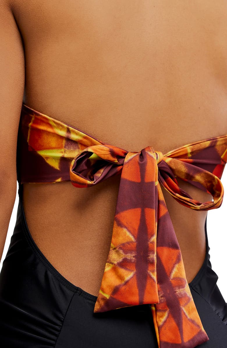 Free People Poppy Strapless One-Piece Swimsuit, Alternate, color, Black Martini Mix