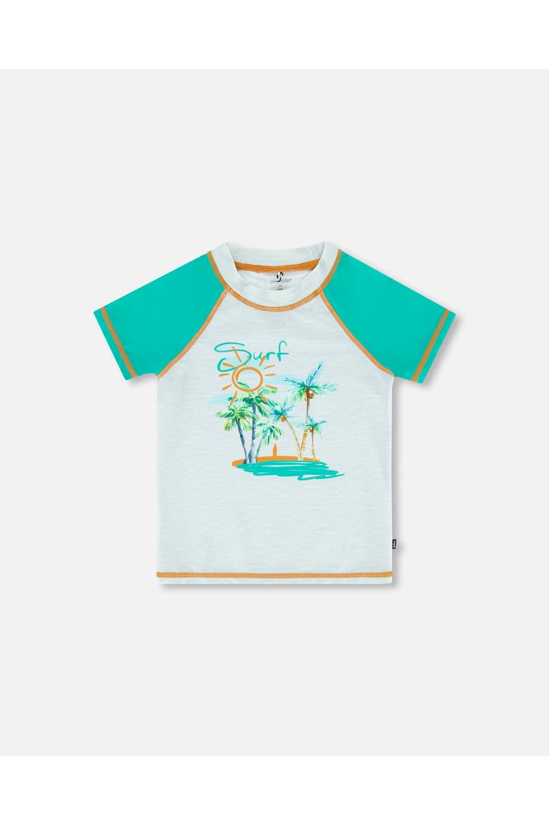 Boy's Short Sleeve Rashguard Grey Coconut Print, Main, color, Grey Coconut Print