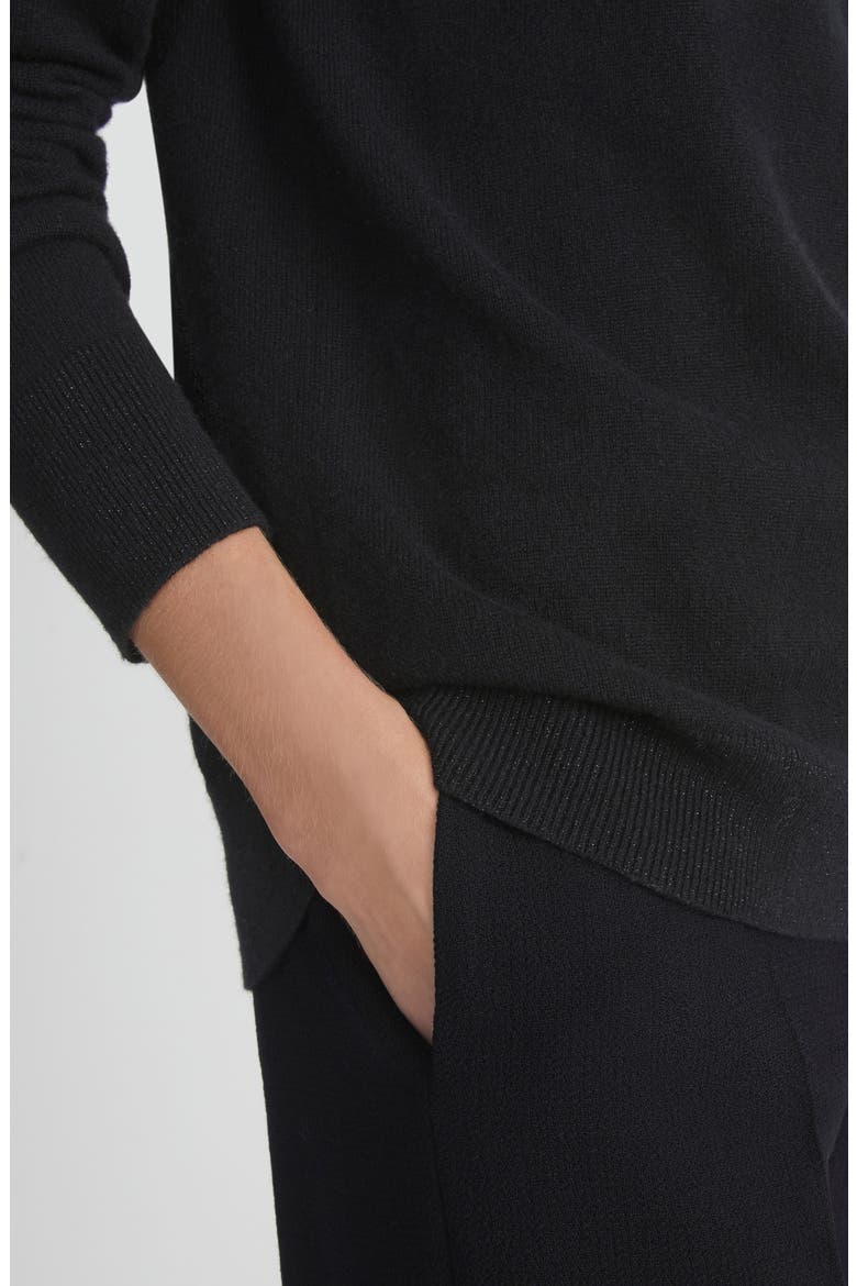 148 New York Metallic Trim Cashmere Turtleneck Sweater, Alternate, color, BLACK