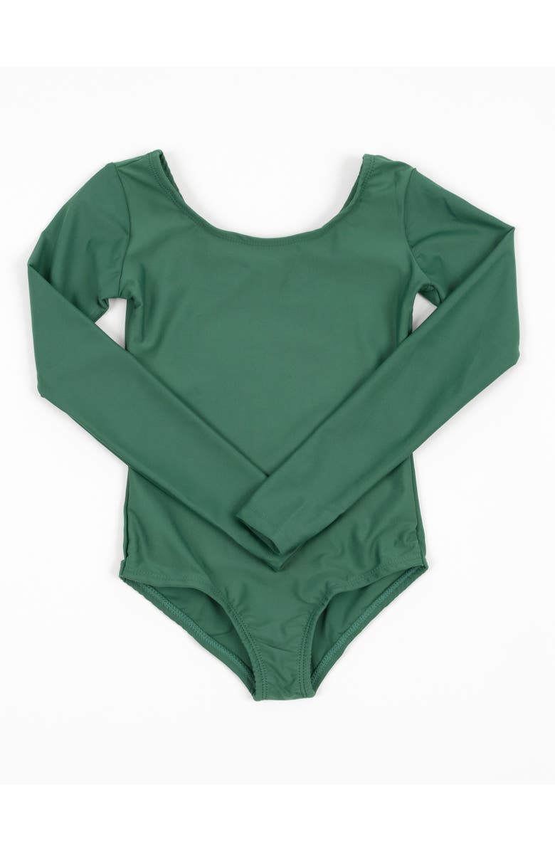 Leveret Girls Long Sleeve Leotard, Alternate, color, Uniform Green