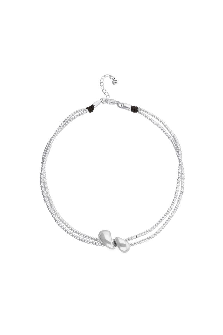 Silver-Tone Beaded Necklace with Drop Detail, Main, color, Silver