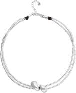 UNODE50 Silver-Tone Beaded Necklace with Drop Detail