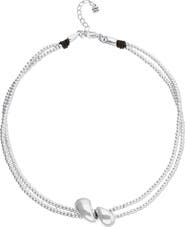 UNODE50 Silver-Tone Beaded Necklace with Drop Detail