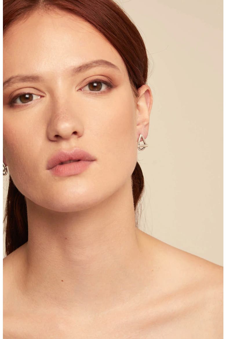 Drop Oval Link Shaped Earrings, Alternate, color, Silver