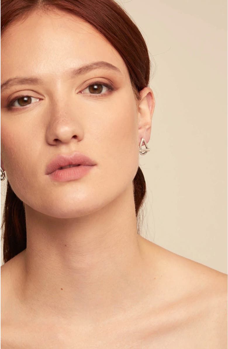 UNODE50 Drop Oval Link Shaped Earrings, Alternate, color, Silver