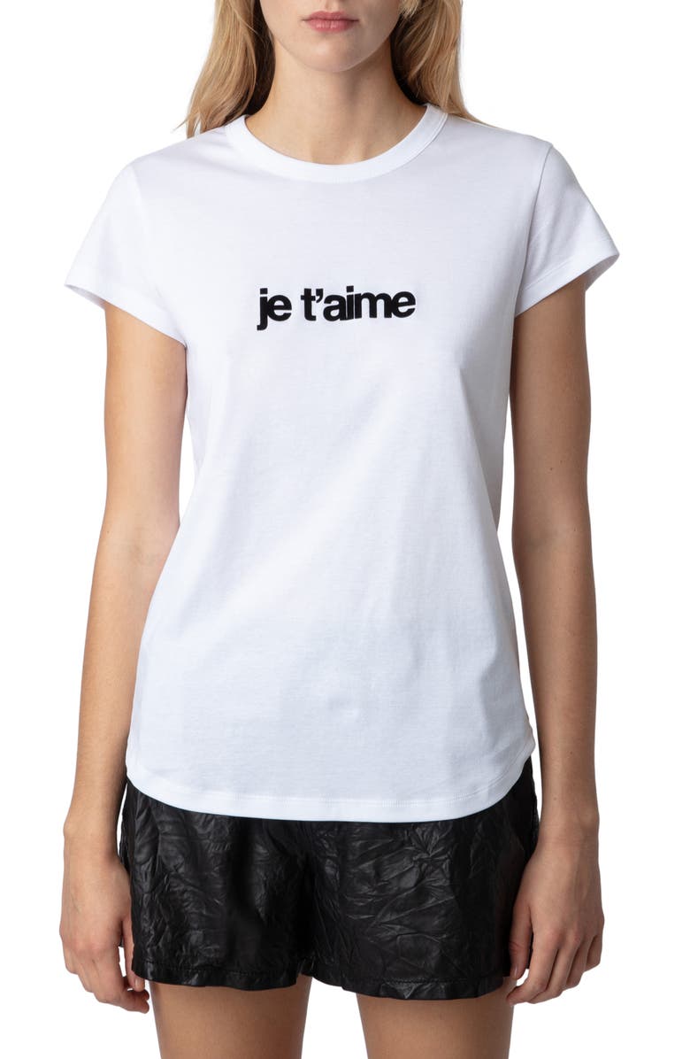 Zadig & Voltaire Je T'Aime Organic Cotton Graphic T-Shirt, Main, color,