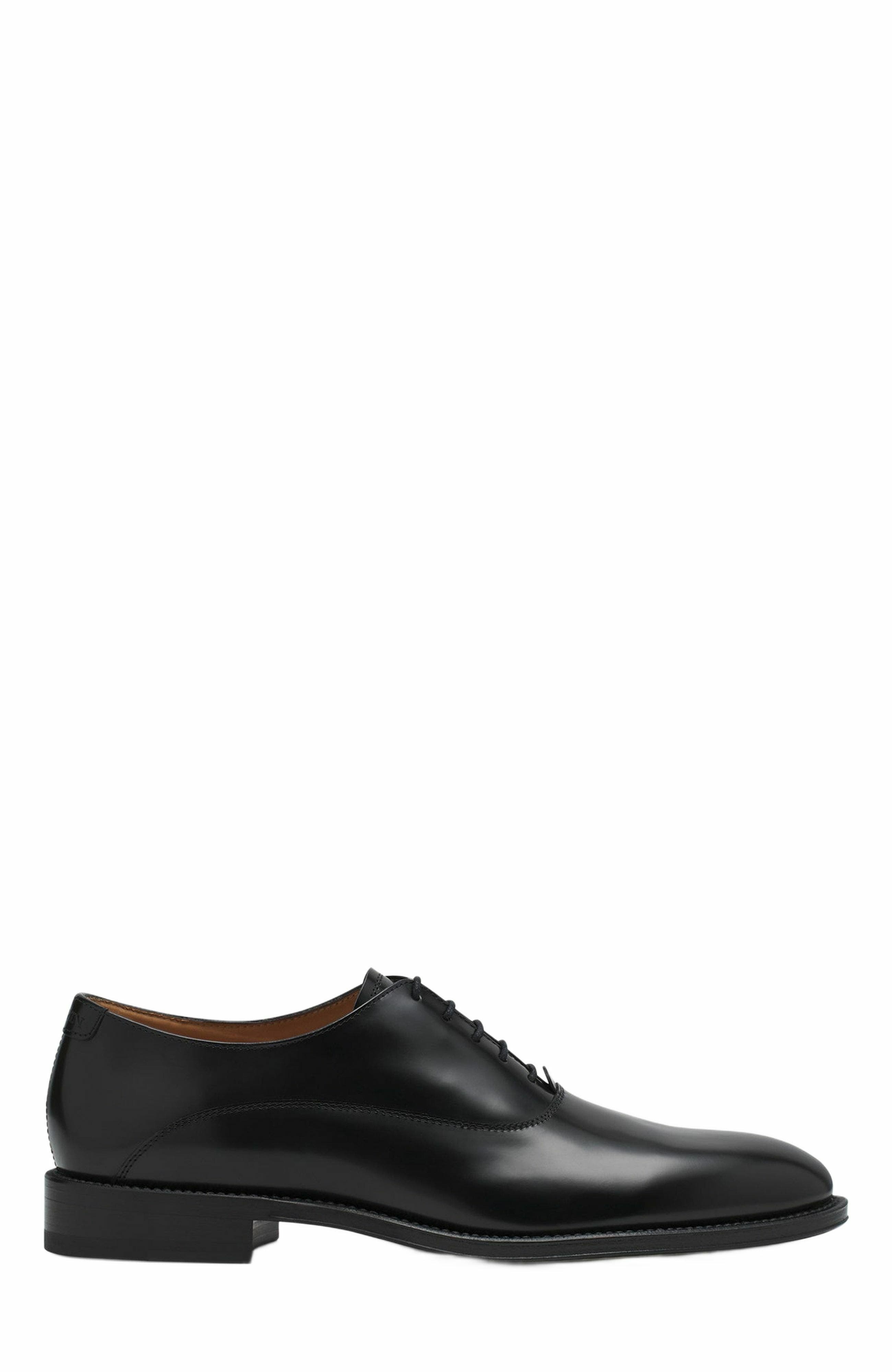 Lanvin Signature Leather Oxford Shoes, Main, color, Black