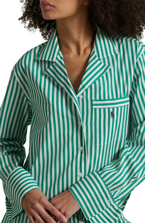 Polo Ralph Lauren Crop Cotton Poplin Short Pajamas In Vine Green