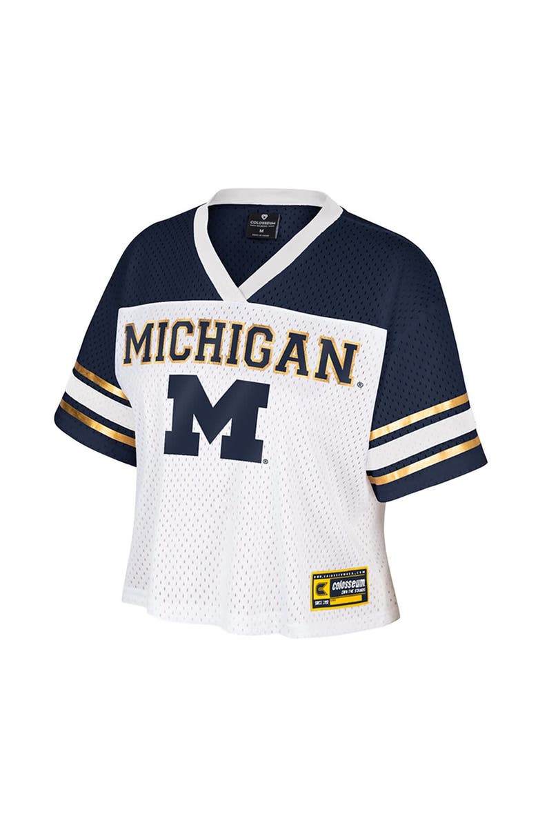 COLOSSEUM Women's Colosseum White Michigan Wolverines Treasure Cropped Football Jersey, Alternate, color, White
