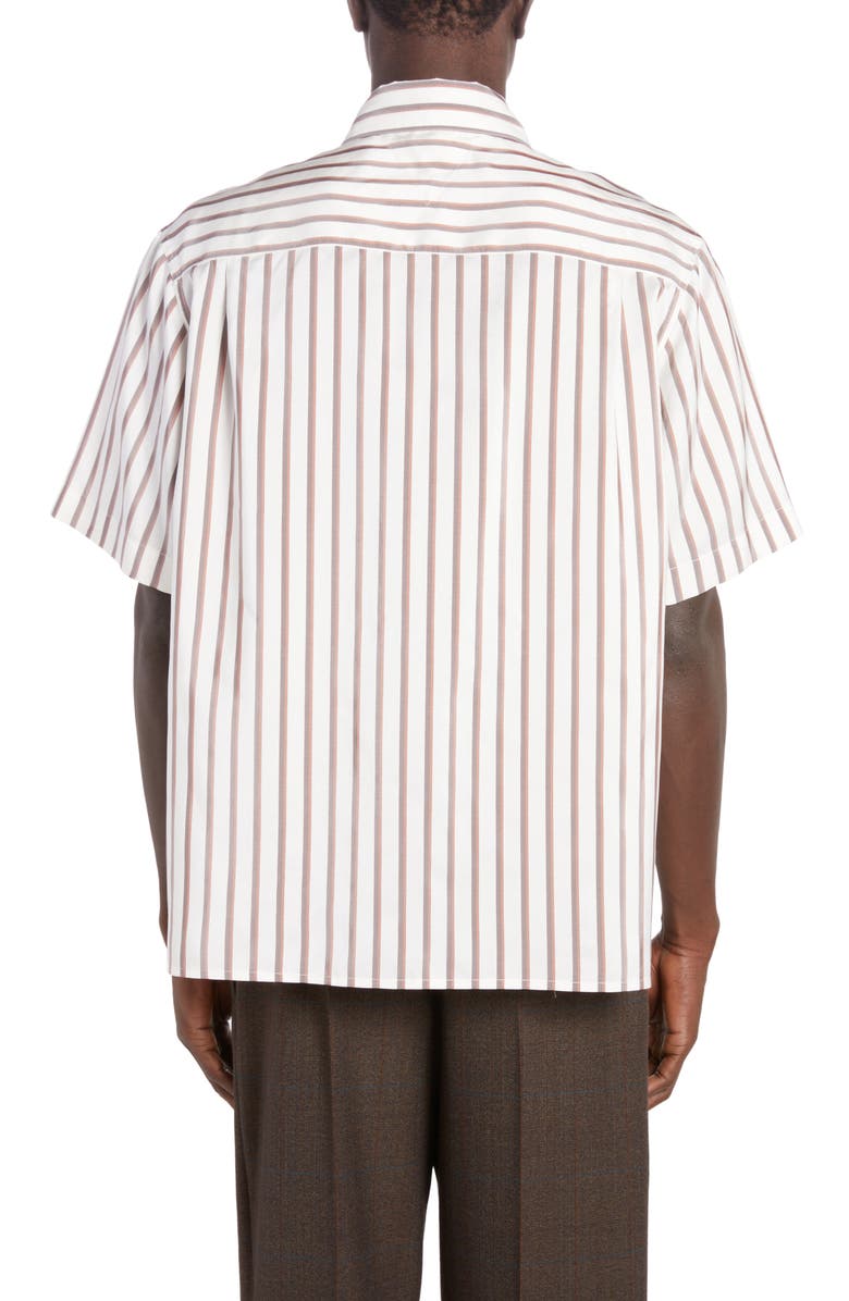Bottega Veneta Bicolor Stripe Short Sleeve Silk Button-Up Shirt, Alternate, color, 