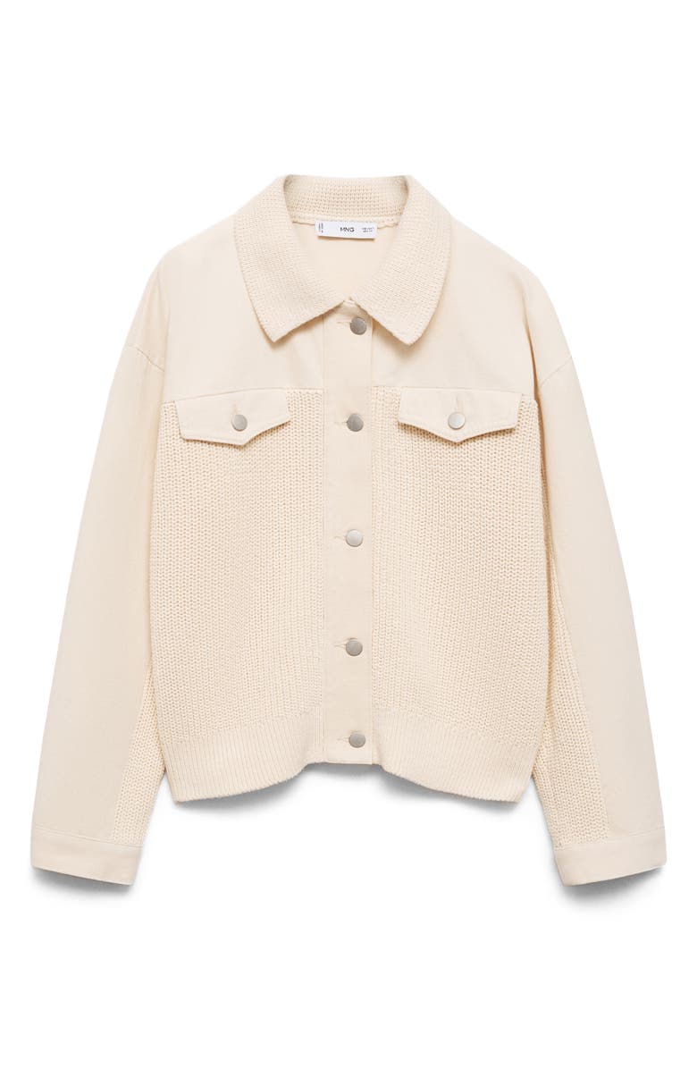 MANGO Mixed Media Knit Jacket, Alternate, color, 
