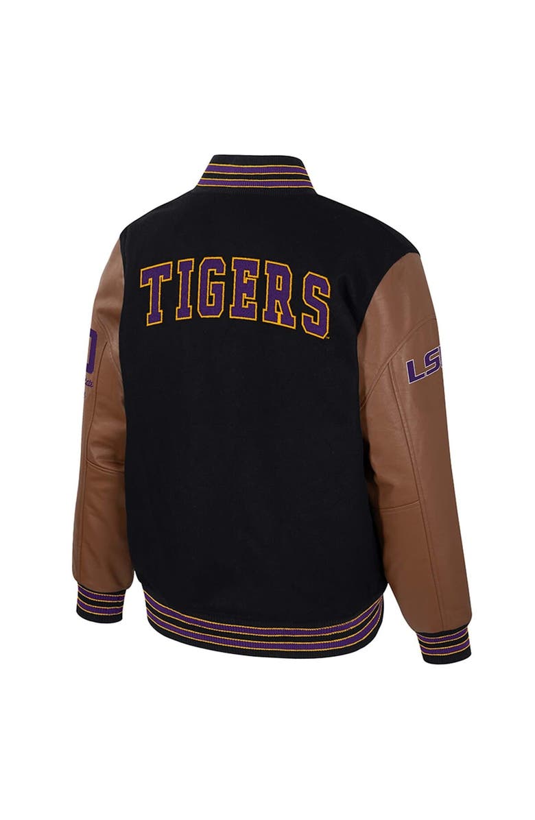 COLOSSEUM Men's Colosseum Black LSU Tigers Letterman Full-Snap Varsity Jacket, Alternate, color,