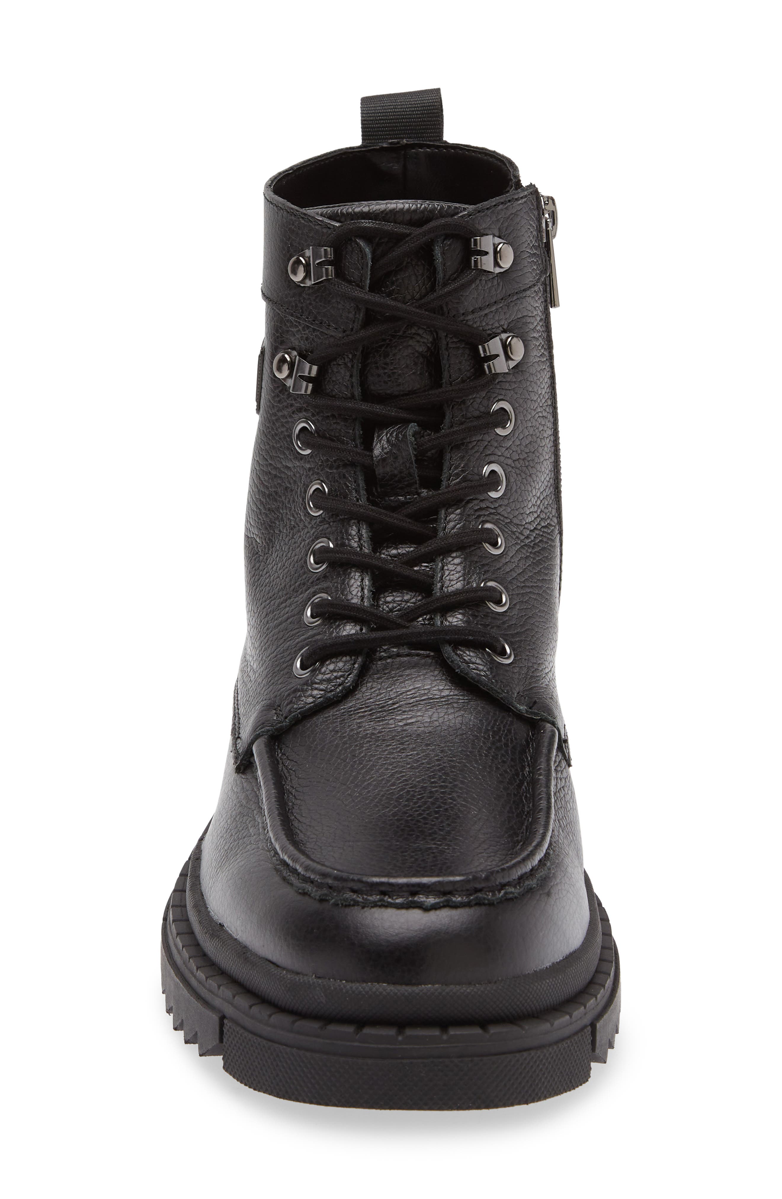 KARL LAGERFELD PARIS Apron Toe Combat Boot, Alternate, color, Black