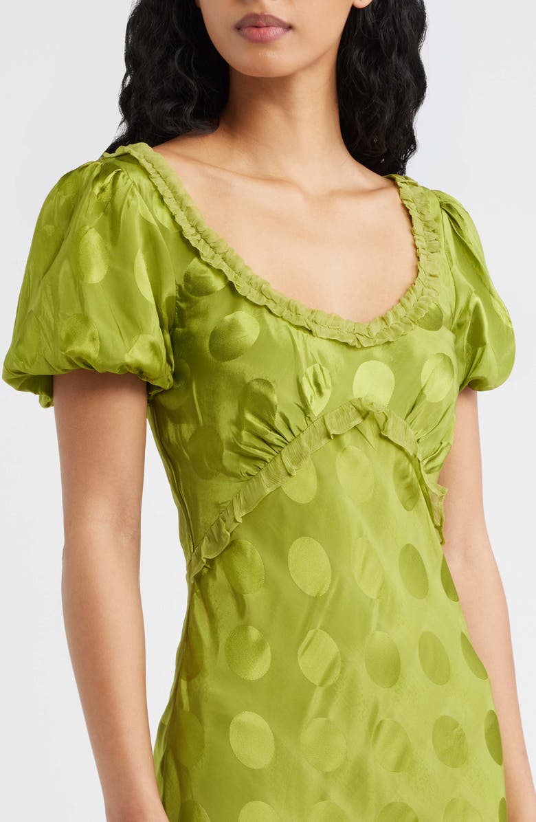 Damson Madder Aoife Dot Satin Jacquard Minidress, Alternate, color, Green