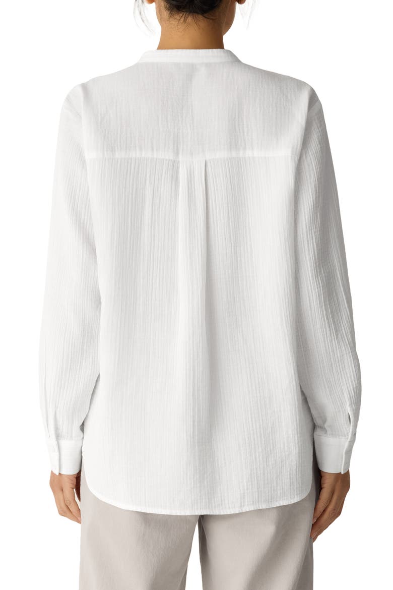 Mandarin Collar Textured Organic Cotton Tunic, Alternate, color, WHITE