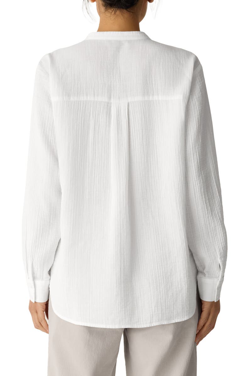 Eileen Fisher Mandarin Collar Textured Organic Cotton Tunic, Alternate, color, White