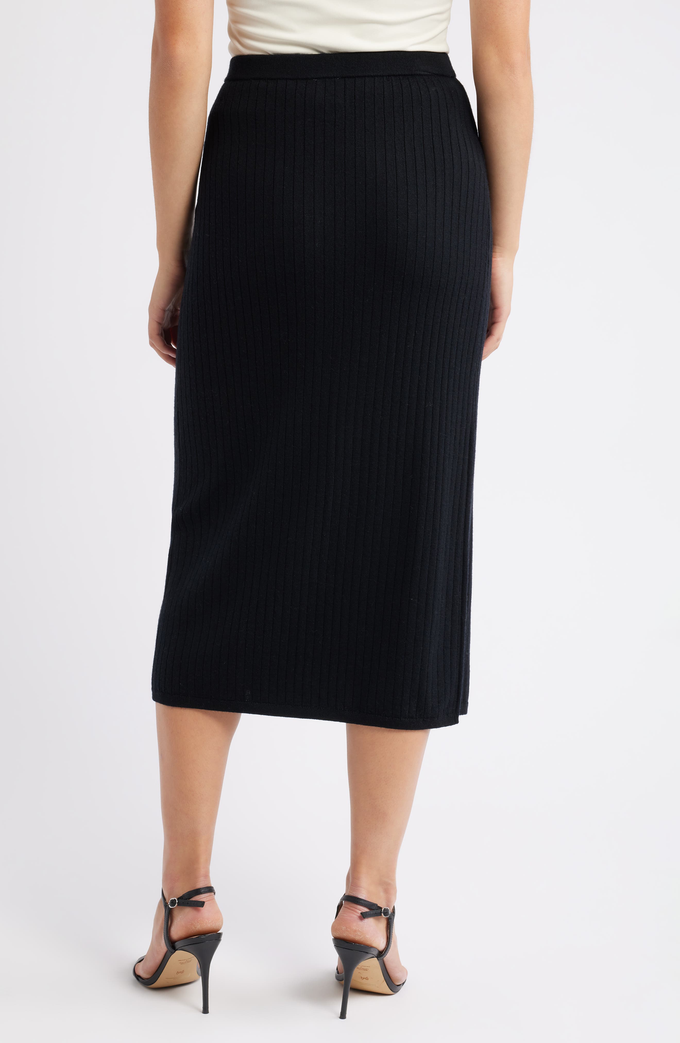 Rib Wrap Front Wool Skirt - image 2