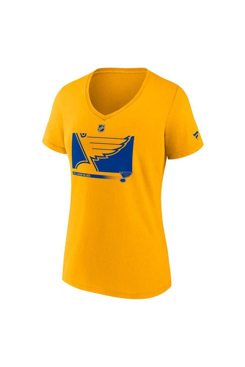 Women's Fanatics Branded Gold St. Louis Blues Authentic Pro Core Collection Secondary Logo V-Neck T-Shirt, Alternate, color, Gold